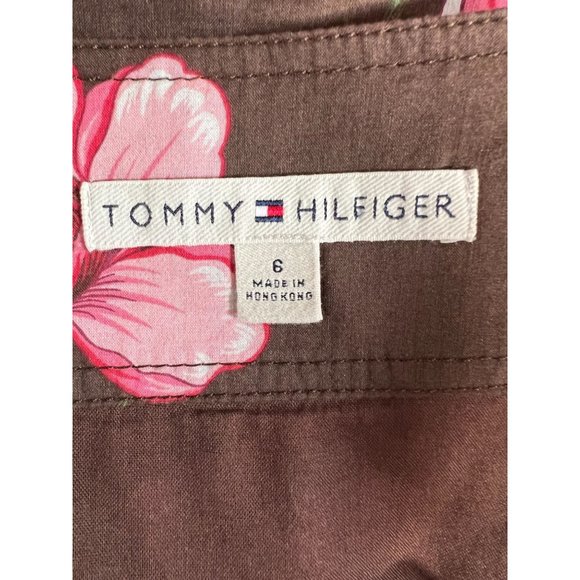 Tommy Hilfiger Y2K Brown Floral Wrap Skirt 6 Brown Floral Cotton - Picture 3 of 16